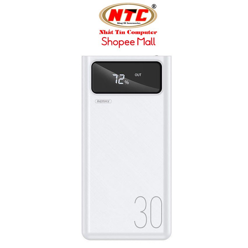 Pin sạc dự phòng Remax RPP-112 30000mAh, lõi Li-polymer, 3 cổng input, 4 cổng output (Trắng) - Hãng phân phối