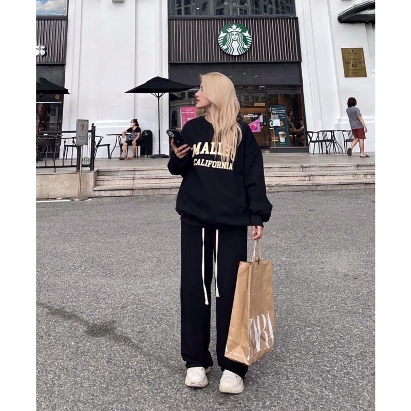 [SIÊU HÓT] Áo Sweater Nỉ Bông In Chữ MALIBU Nhiều Màu Form Rộng Tay Phồng(Ảnh Thật)