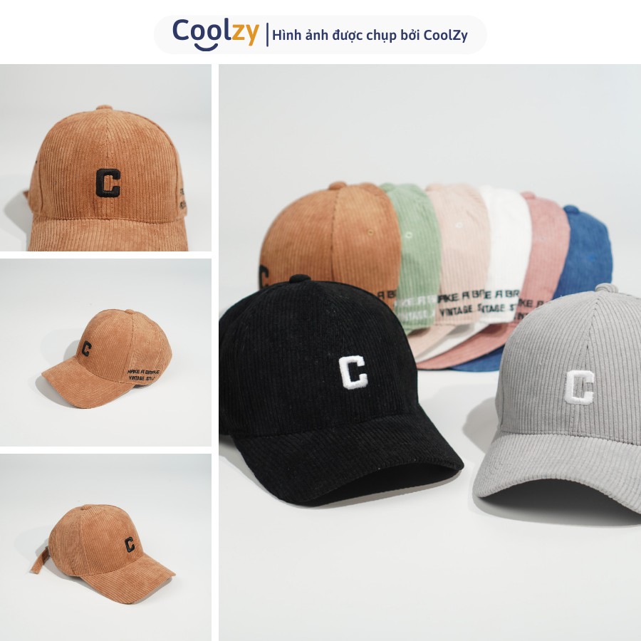 Mũ lưỡi trai ❤️ Nón kết thêu chữ C chất nhung tăm Hàn Quốc cao cấp form unisex nam nữ N32