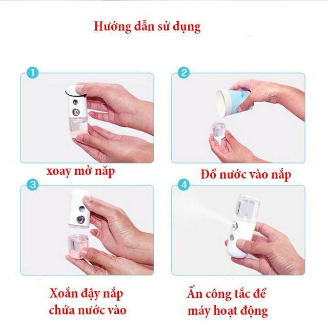 Máy Phun Sương Cầm Tay Xịt Khoáng Mini NANO Chính Hãng - Cung Cấp Độ Ẩm Dưỡng Da Mặt