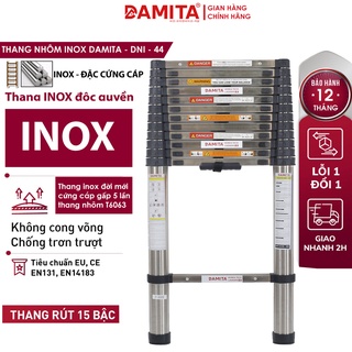 Thang nhôm rút đơn 5.0m INOX 2022 mới cao cấp rút gọn đa năng đai an toàn nhựa ABS bảo hành 24 tháng FREESHIP 2h