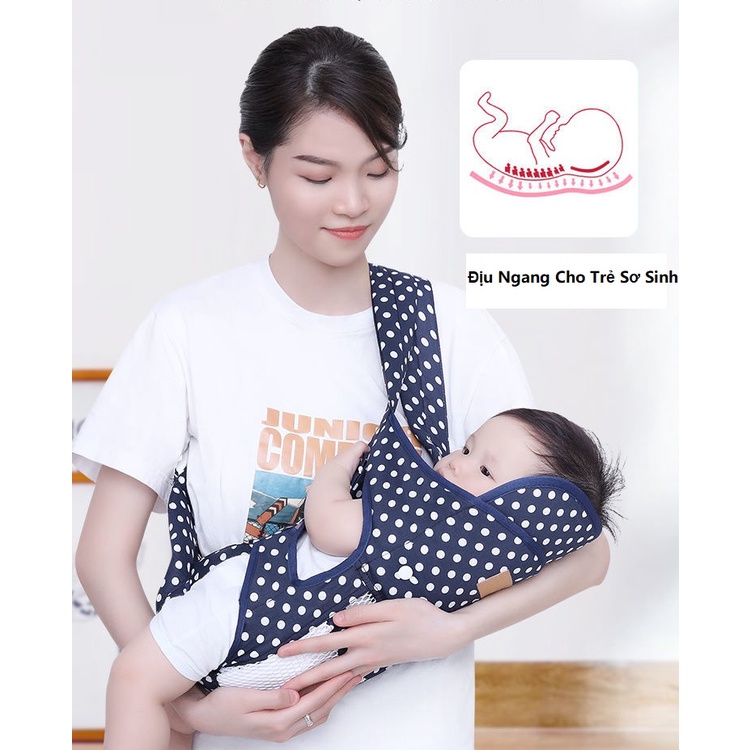 [Có Miếng Lót Đỡ Cổ Bé]Địu em bé 4 tư thế cho bé 0-36 tháng,địu đa tư thế chất cotton mềm ,mặt lưới thoáng khí