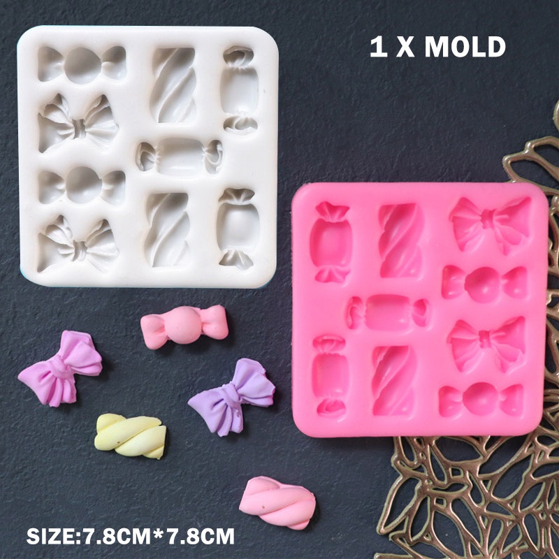 Khuôn Silicone Làm Bánh/Sô Cô La/Kẹo Ngọt Hình Nơ Diy