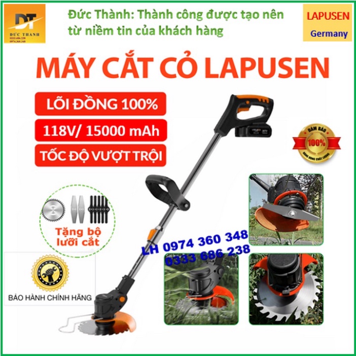 Siêu hot Máy cắt cỏ, cầm tay LAPUSEN 118V . Pin khủng 15 cell, Hàng nhập khẩu Đức.