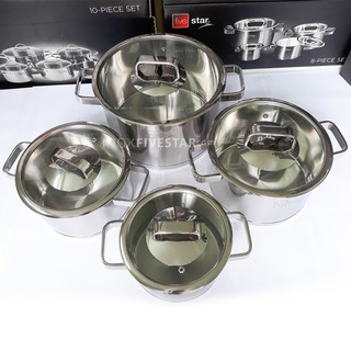 Bộ Nồi Cao Cấp 4 Chiếc Nắp Kính Fivestar inox 304