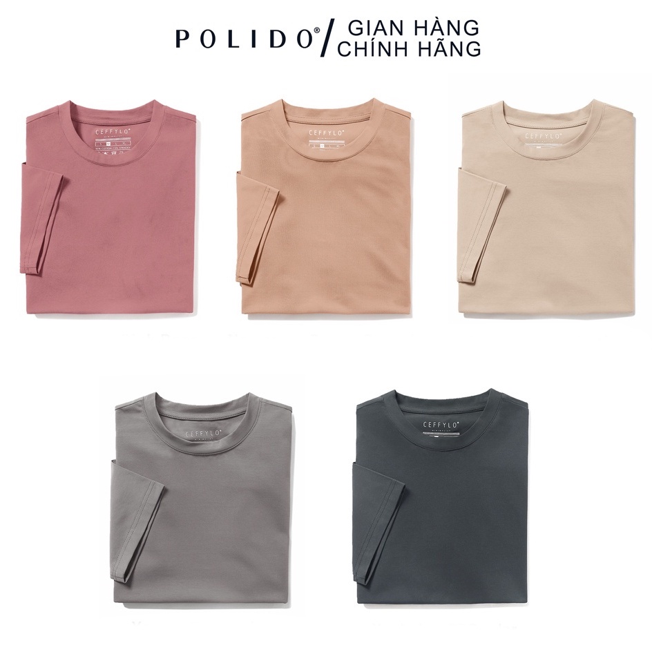 Áo Phông Nam POLIDO Basic Tshirt 5 Màu Trơn Chất Cotton Thun Co Giãn