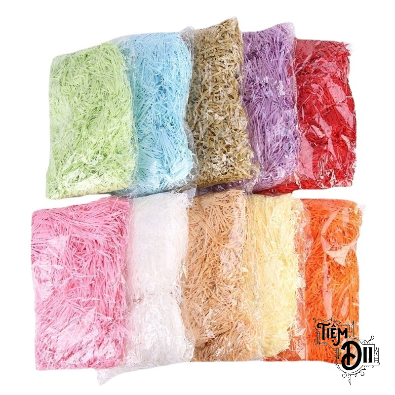 Túi 10 Gram Giấy Rơm Vụn Lót Hộp Quà Giấy Kraft Cắt Sợi Lót Hộp Quà Tặng Phong Cách Vintage