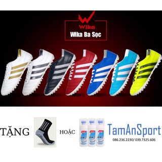 Giày bóng đá Wika phủi 3 sọc khâu full đế đinh TF đá banh ôm chân siêu bền