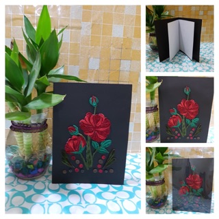 Thiệp cuốn giấy quilling hoa hồng
