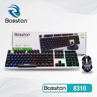Bộ phím chuột bosston 8310 led phím giả cơ, chuột leb