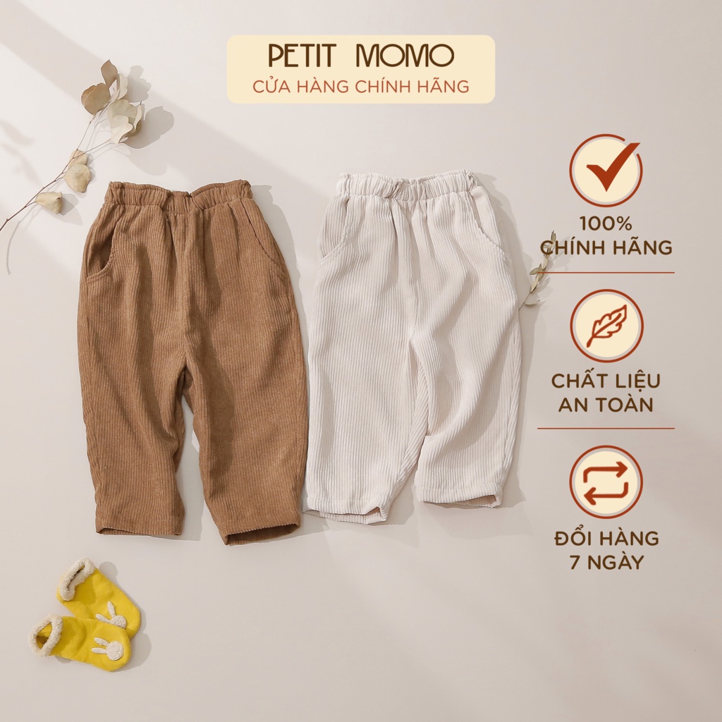 Quần Nhung Tăm Cho Bé PETIT MOMO Ống Rộng Chất Nhung Tăm Dày Dặn Ấm Áp H103