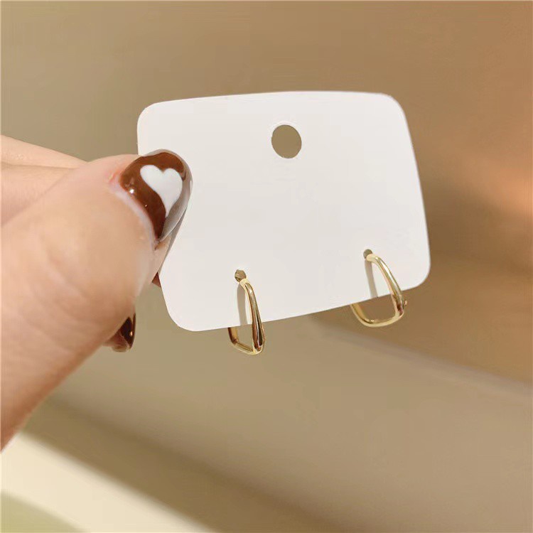 Khuyên tai bạc 925 hình vuông thời trang Hàn Quốc đơn giản chống kích ứng