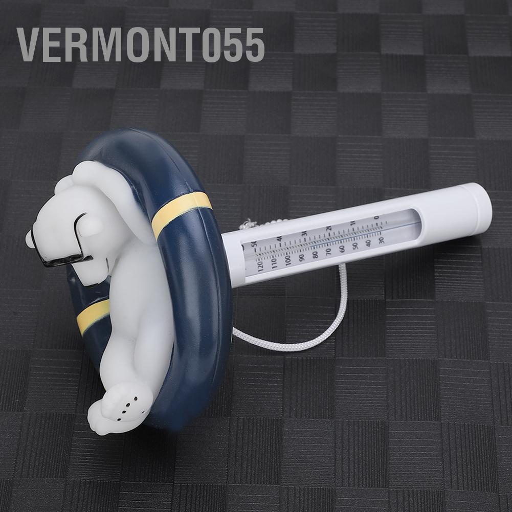 Vermont055 Nhiệt kế nổi Phim hoạt hình Gấu tạo kiểu Đồng hồ đo nhiệt độ nước cho bơi Bồn tắm nóng Ao cá