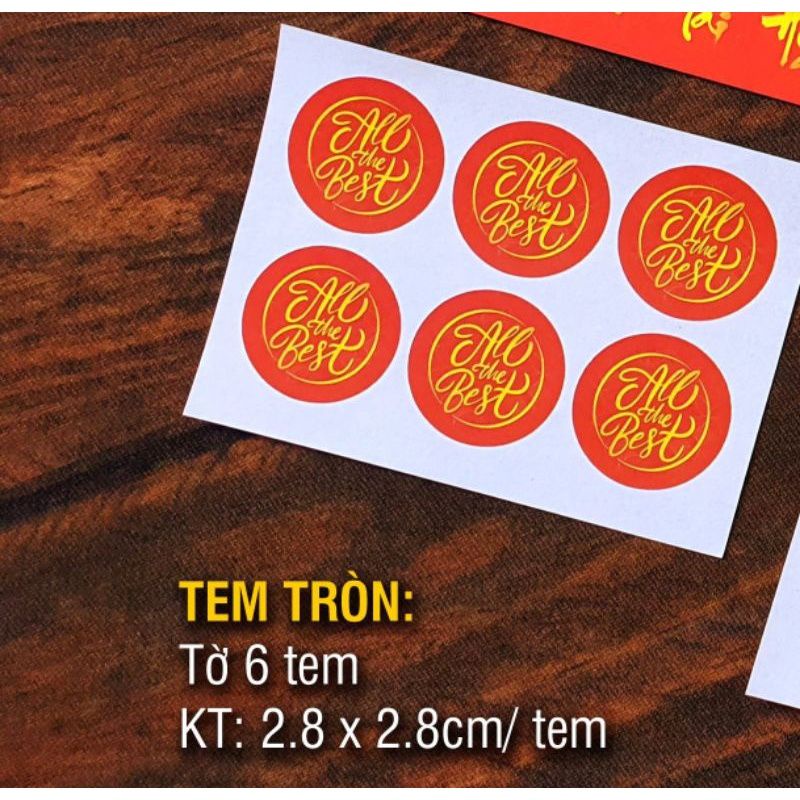 Size S Set 10 Hộp TẾT Giấy Kraft ĐÔNG HỒ kèm tem DÀI / TRÒN dán miệng hộp