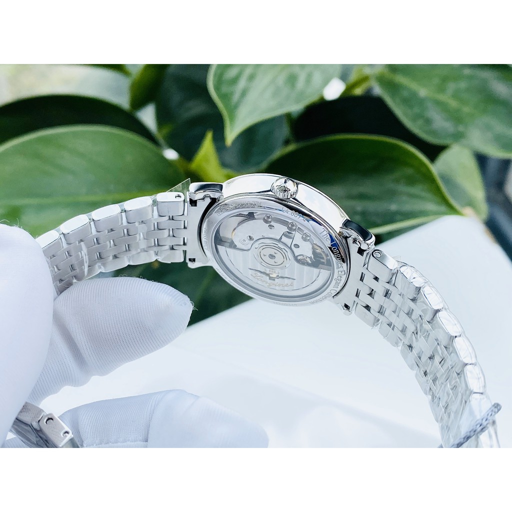 Đồng hồ nữ chính hãng Longines Elegant Automatic Diamond Blue Dial Watch L4.809.4.97.6- Máy cơ tự động - Kính Sapphire