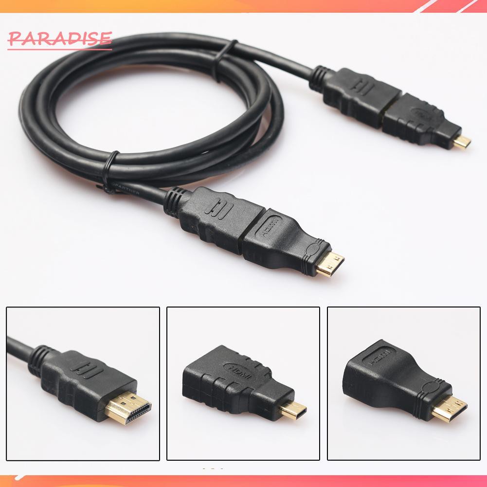 Paradise1 3 in 1 High Speed HDMI-compatible to Mini/Micro HDMI-compatible Adapter Cable for PC TV PS4