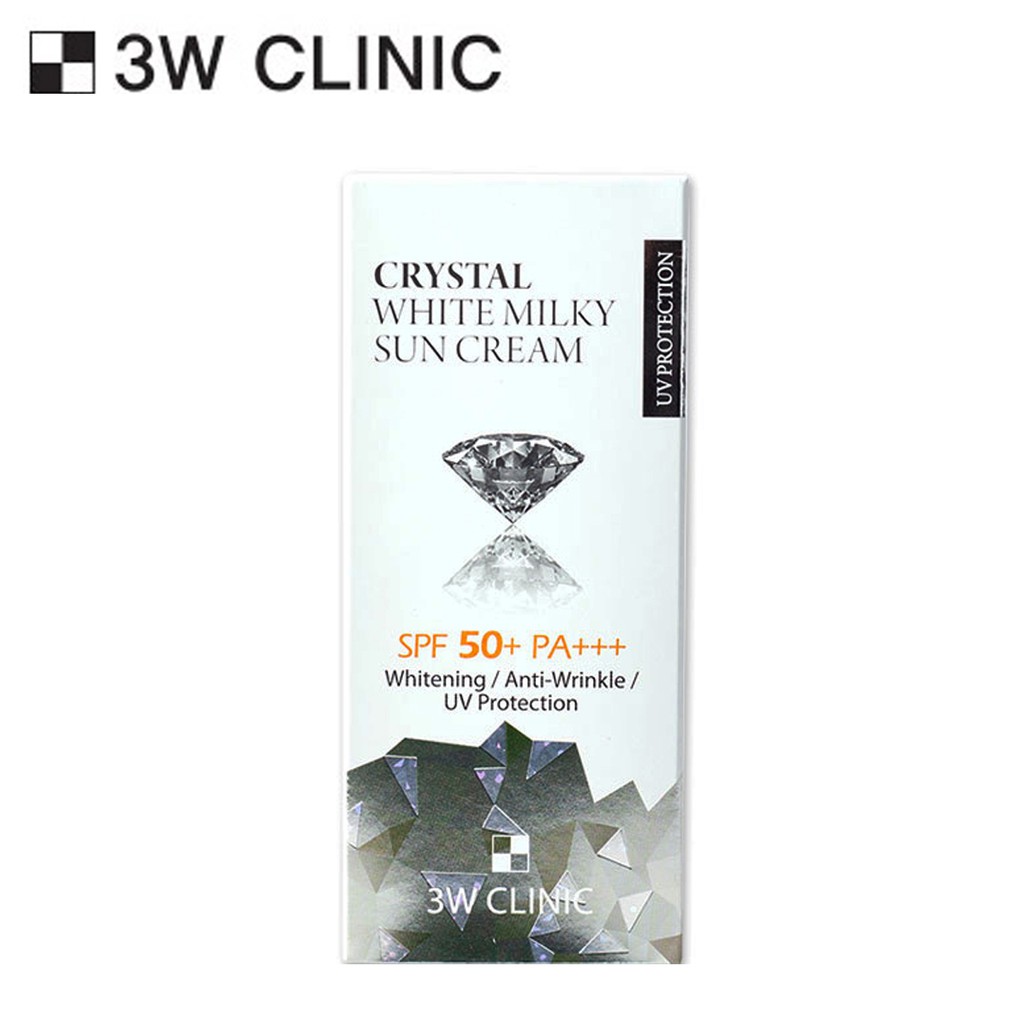 KEM CHỐNG NẮNG DƯỠNG TRẮNG DA CRYSTAL WHITE MILKY SUN CREAM 3W CLINIC 50ML