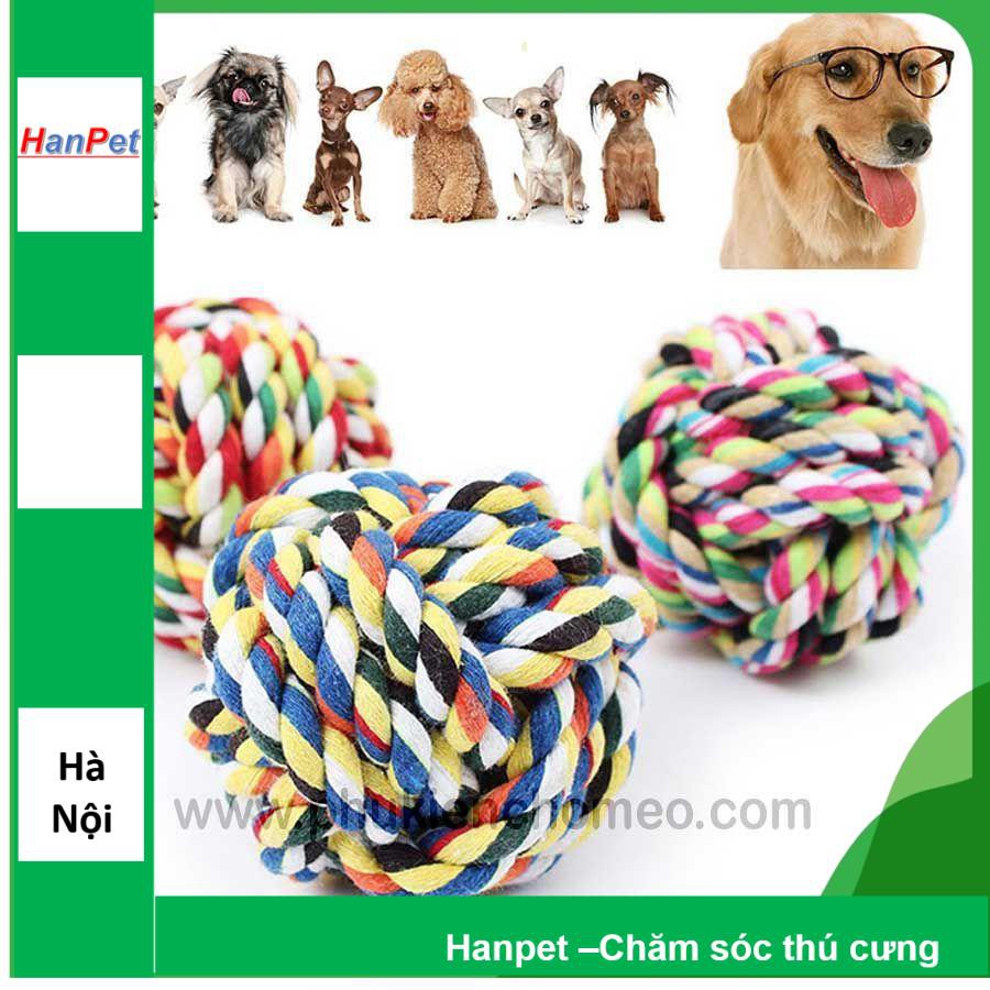 HN - Các loại đồ chơi chó  Bóng tết thừng bóng 7 sắc  đồ chơi chó mèo dạng banh cho chó tập cắn