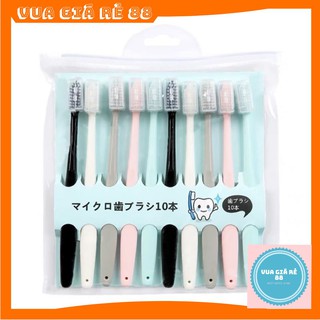 BÀN CHẢI ĐÁNH RĂNG XUẤT NHẬT,SET 10  CHIẾC KÈM TÚI ZIP VÀ CÓ NẮP ĐẬY