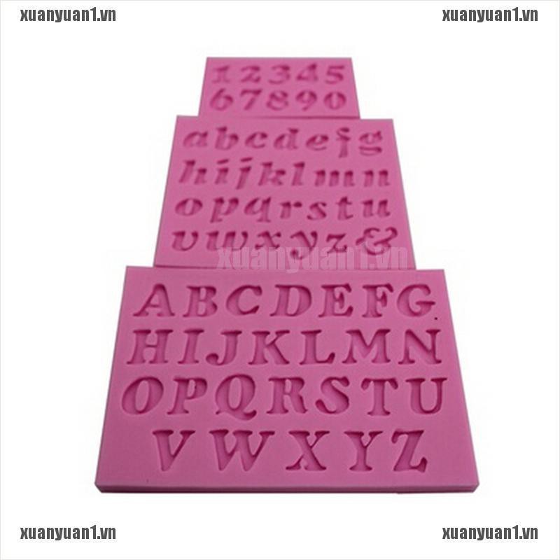 [XUANYUAN1] Set 3 Khuôn Silicone Hình Chữ Cái &amp; Số Mini Dùng Để Trang Trí Bánh Kem