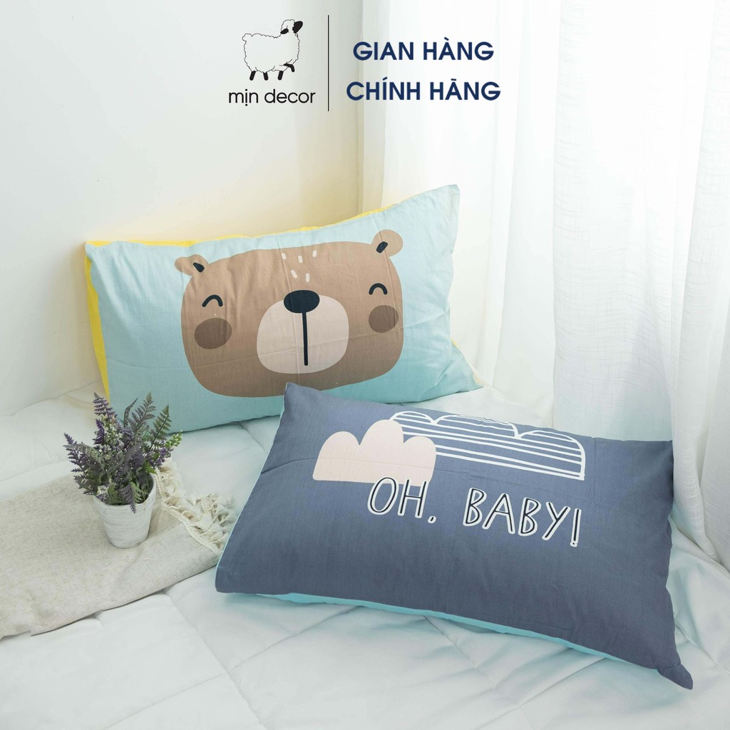 Đôi vỏ gối cotton 2 mặt Mịn Decor mềm mịn thoáng mát dễ thương nhiều mẫu mã
