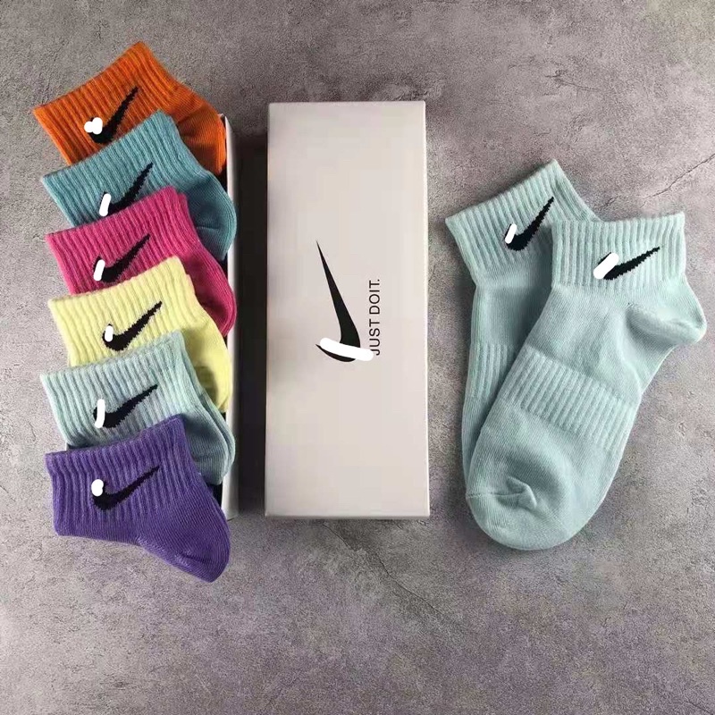Tất thể thao Ni.ke cổ ngắn, vớ thể thao dệt kim sợi cotton