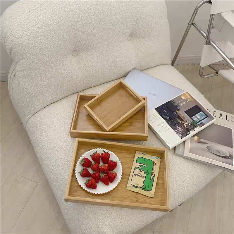 Khay gỗ vuông đựng thức ăn, khay đựng đồ cá nhân, trang trí kiểu Nhật - Décor nhà Sò