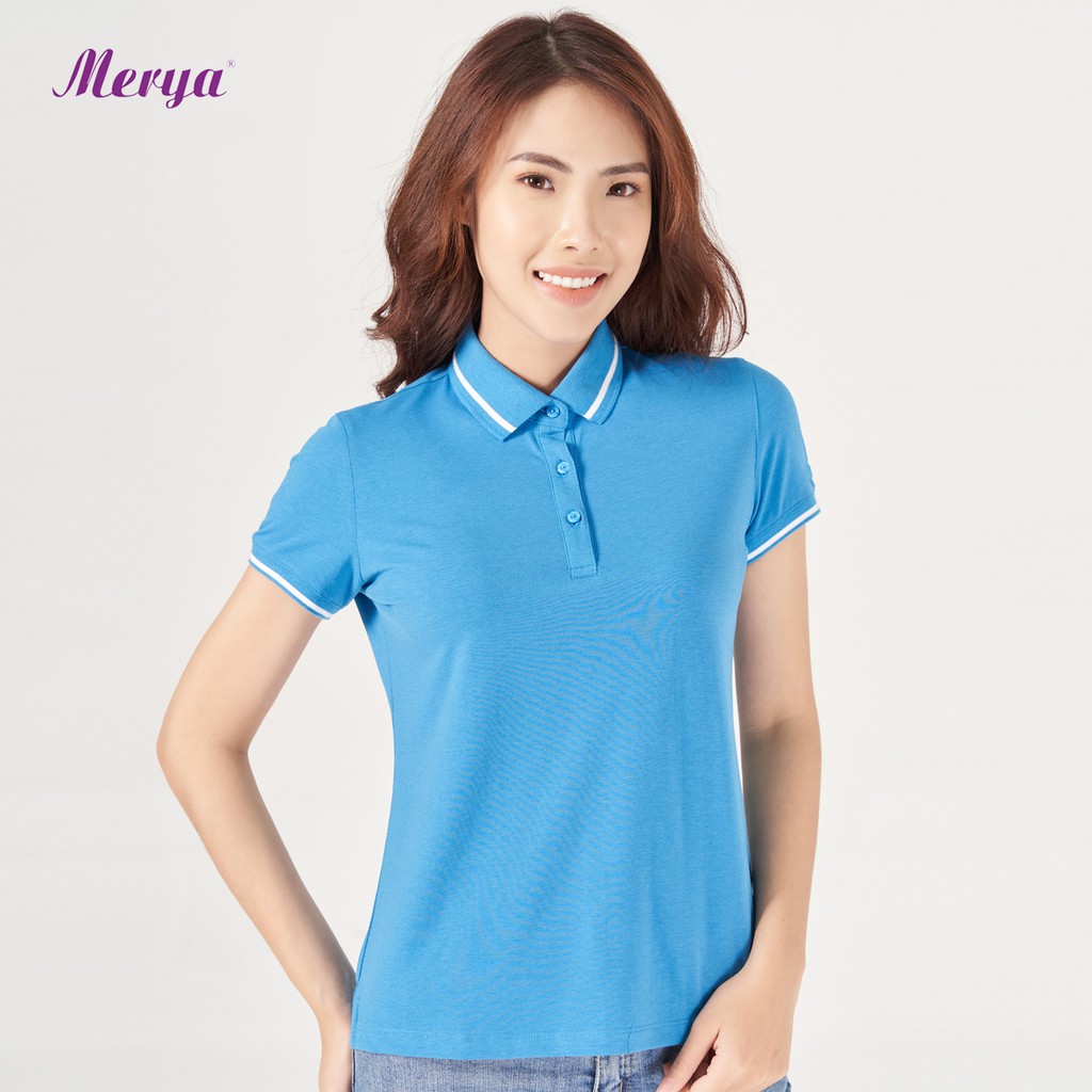Áo Polo Nữ Phối Bo Mắt Chim MERYA PLB02 Chất Liệu Hàng Đầu Mát Lạnh