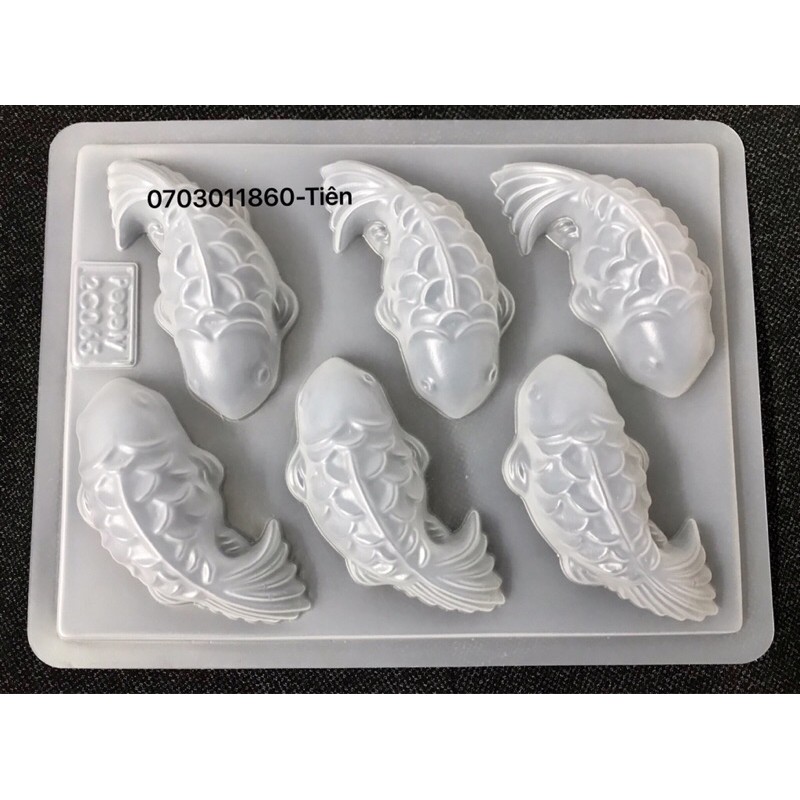 Khay nhựa 6 con cá chép 9.5cm - rau câu,socola,pudding,tàu hủ