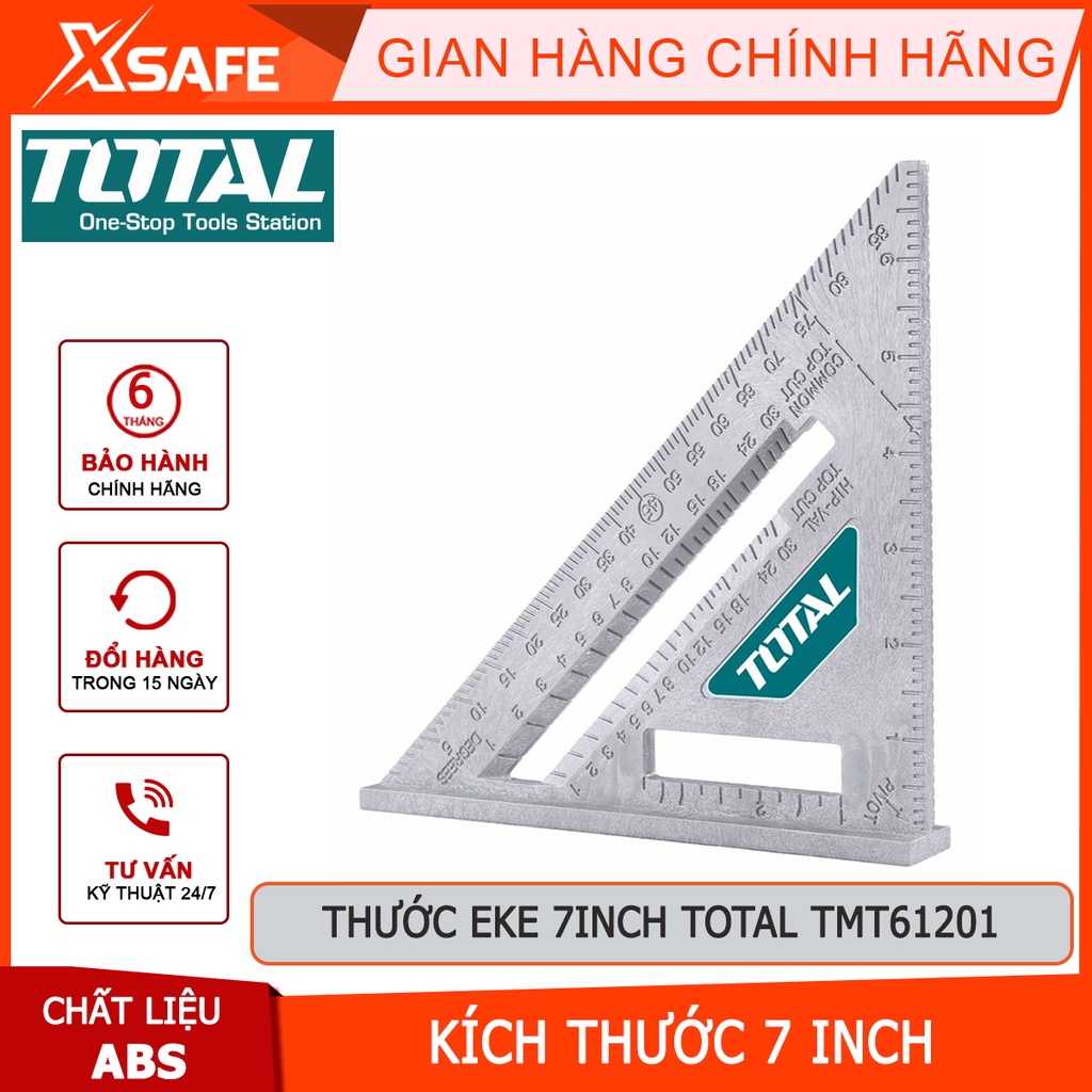 Thước ê ke 7 inch TOTAL TMT61201 Thước đo kích thước 7in*7in, chất liệu ABS, trọng lượng thước nhẹ chịu tác động cao