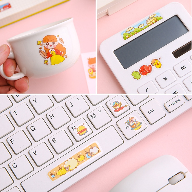 Set 20 miếng dán PET chống thấm nước họa tiết hoạt hình dễ thương trang trí sổ tay DIY