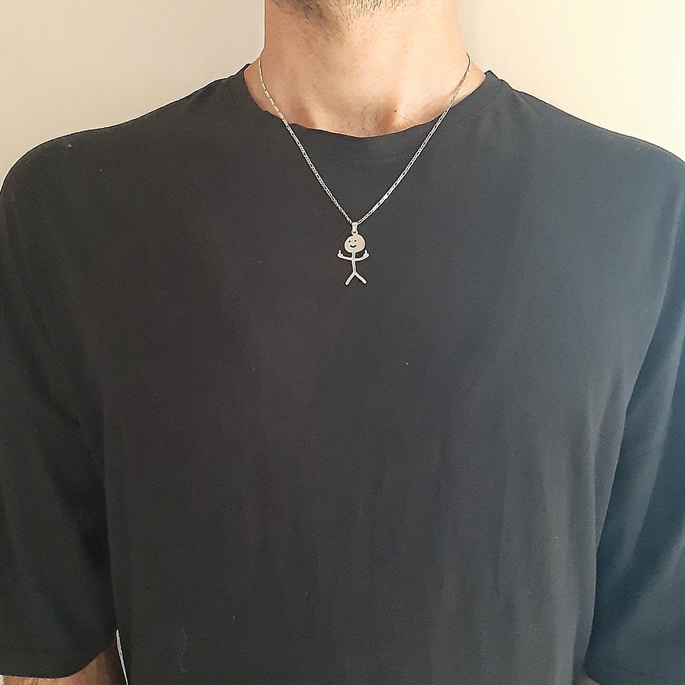 Vòng cổ Nam Bằng Thép Không Gỉ Mặt Người Màu Đen Sáng Tạo