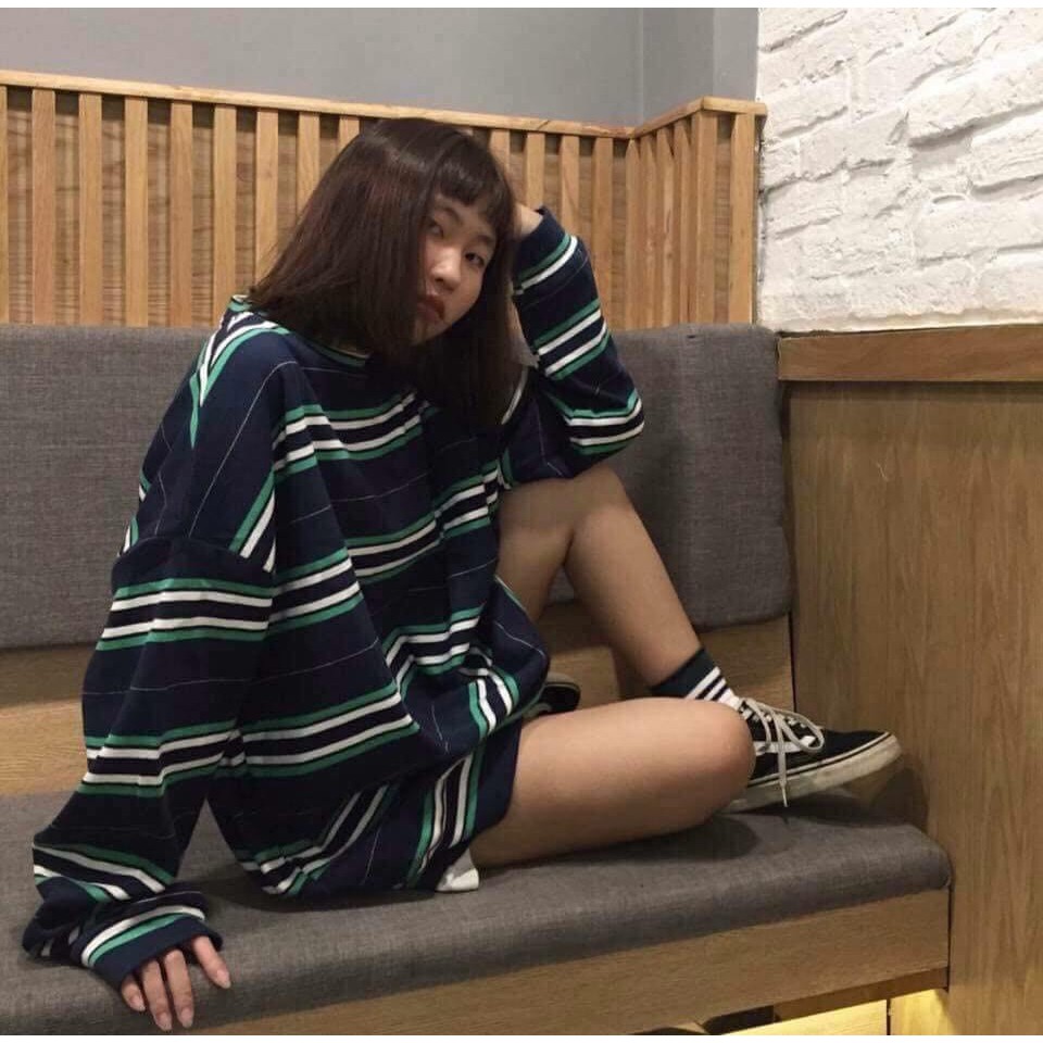 Áo thun tay dài form rộng - phông dài tay nam nữ oversize sọc dệt form dài - 2N Unisex