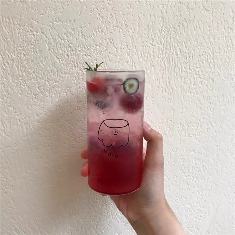 Dễ Thương Ly Thủy Tinh Uống Nước / Cà Phê Chịu Nhiệt Tốt Có Ống Hút Tiện Dụng