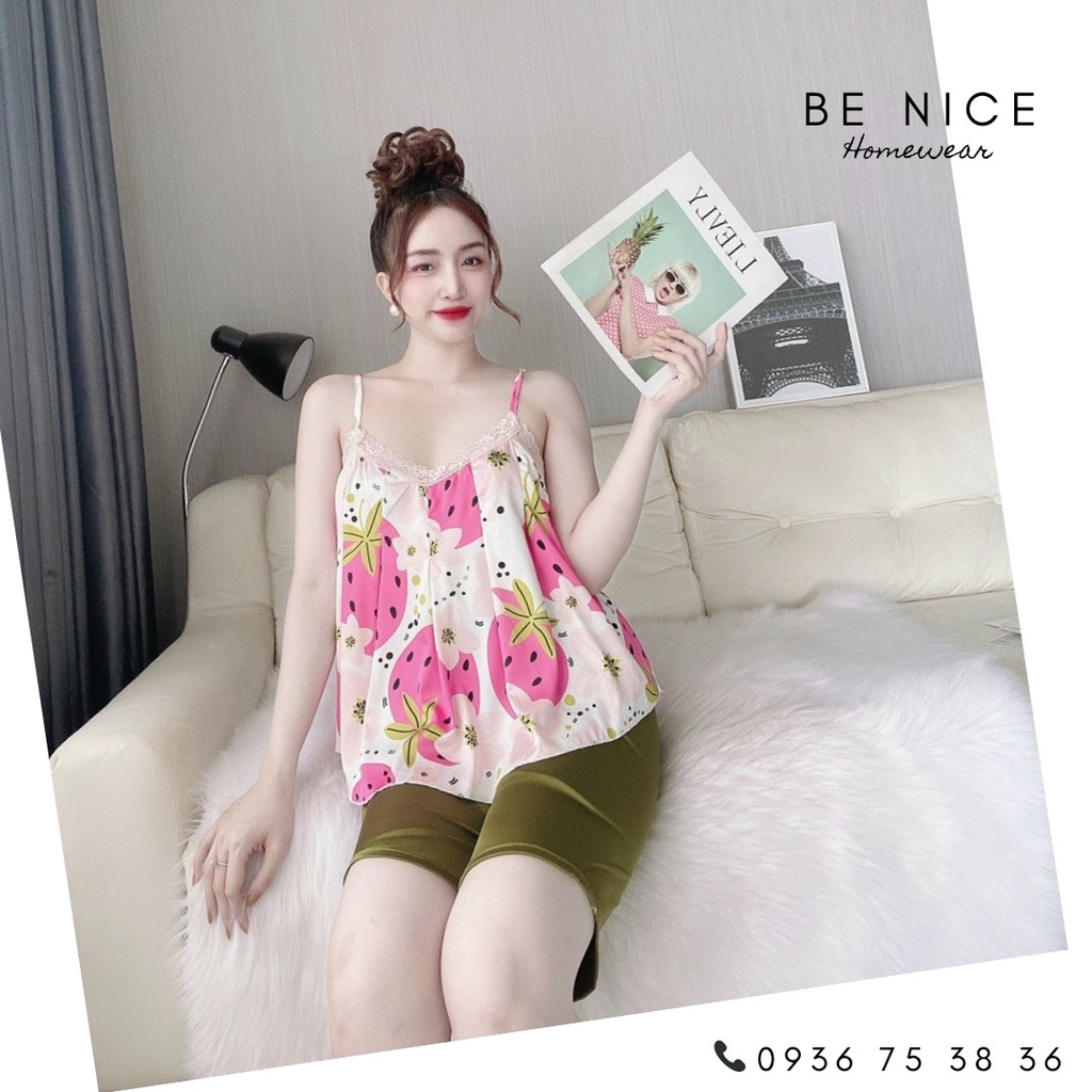 Bộ mặc nhà lửng xếp ly phối ren với nhiều họa tiết cho nàng nhà Be Nice Homewear