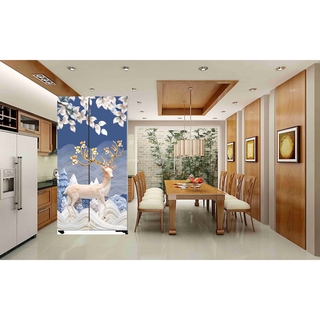 Miếng dán tủ lạnh 3D tủ 2 cánh lớn side by side không thấm nước siêu bền đẹp mẫu hươu cực đẹp