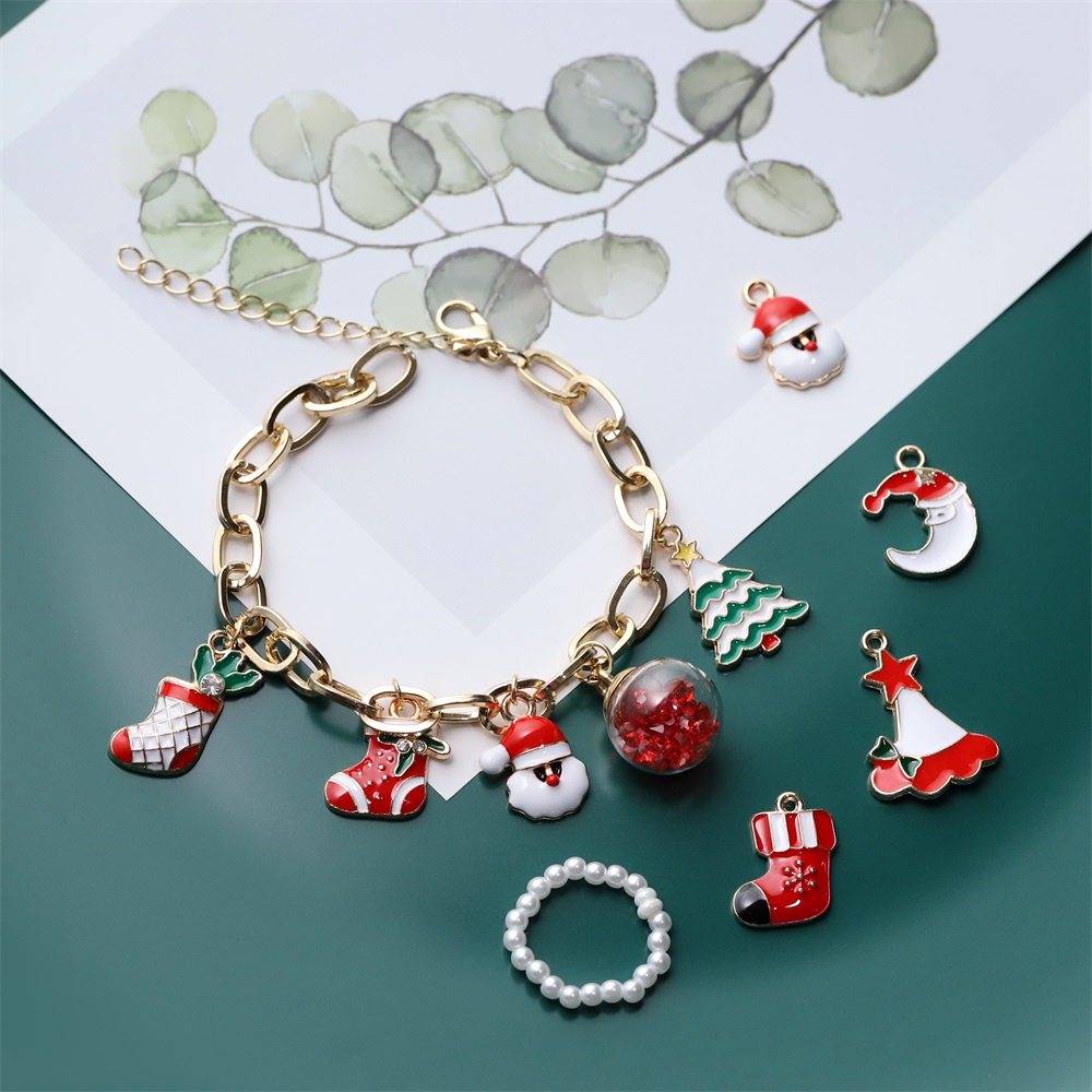 Set 10 mặt trang sức ST.KUNKKA dáng thả phong cách giáng sinh thời trang