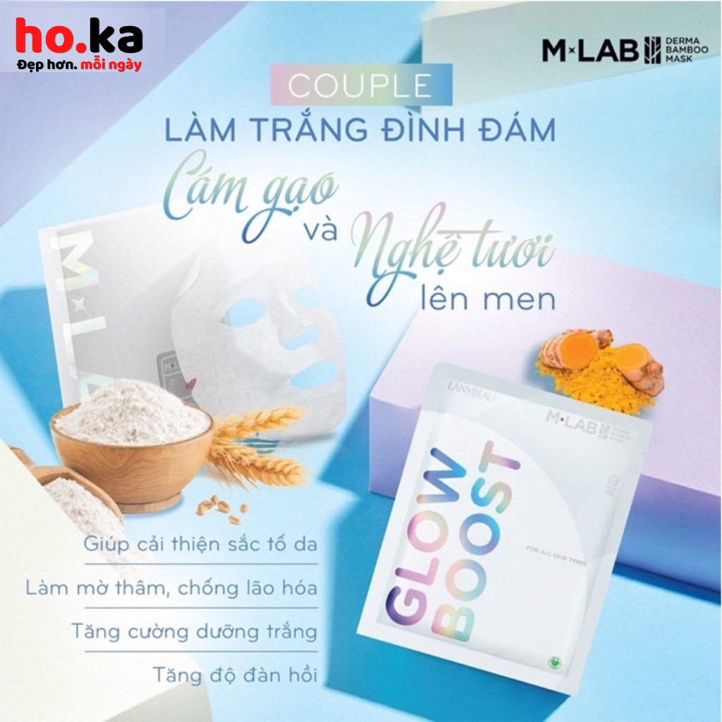 Combo 5 Mặt nạ Dưỡng Trắng Kiềm Dầu, Ngăn Ngừa Lão Hóa, Đều Màu Da MLAB Derma Bamboo Glow Boost