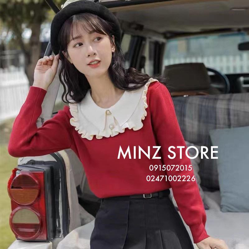 Len cổ đức 2 cúc phối ngực #9801 (4 màu)