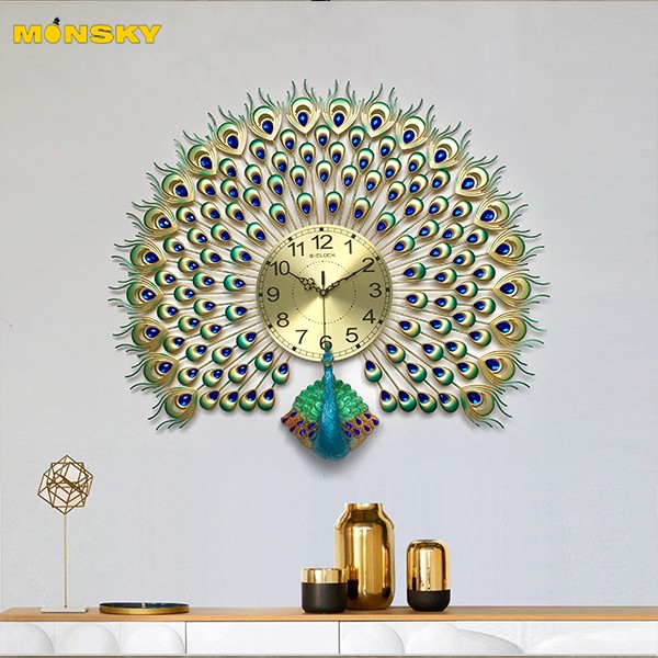 Đồng hồ treo tường MONSKY GCLOCK loại 65x75(cm) cao cấp làm từ kim loại sơn tĩnh điện chạy máy kim trôi chuẩn (1812-D12)