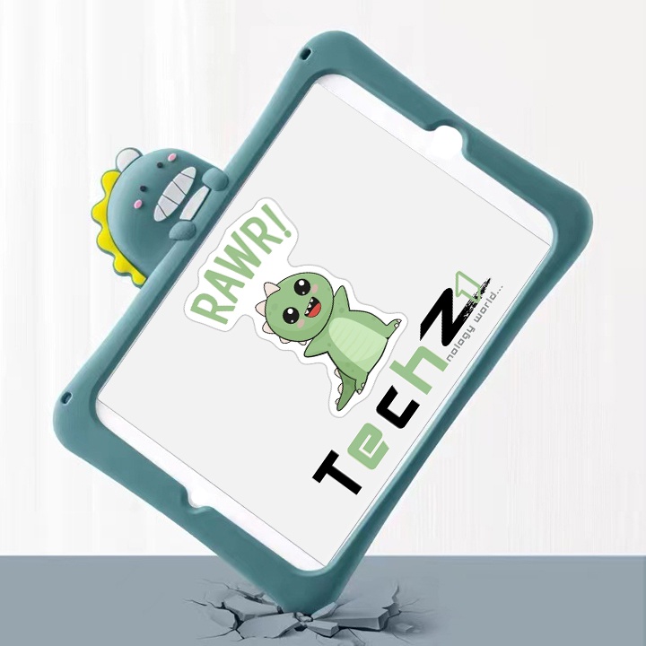 [CÓ CHÂN ĐỠ] Ốp iPad mini, iPad Air, iPad Pro các dòng máy chất liệu silicon hình khủng long dễ thương - Mã TZAT907