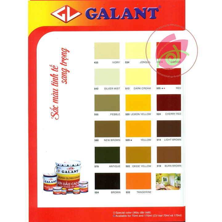 Sơn dầu bóng cao cấp GALANT 800ml MÀU XANH LÁ MẠ RÊU DƯƠNG DA TRỜI XÁM ĐẬM NHẠT LAM CAM VÀNG