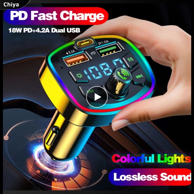 Máy Phát Fm Mp3 Tf / u 4.2a Có Đèn Nền Led Nền Chuyên Dụng Cho Xe Hơi