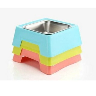 BÁT ĂN NHỰA LÒNG INOX VUÔNG DÀNH CHO CHÓ MÈO
