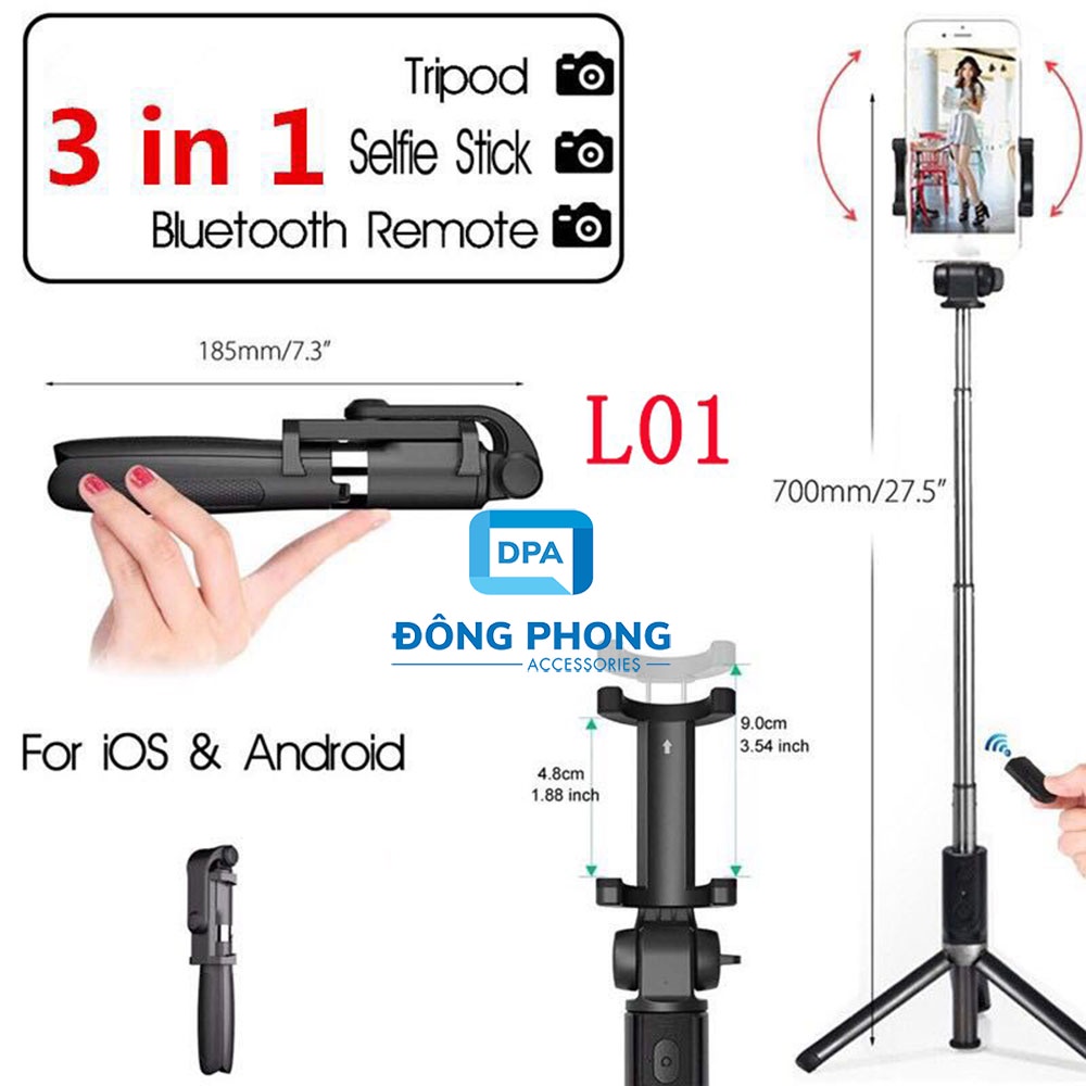 Gậy Chụp Hình 3 Chân Selfie Stick L01 ( Kết nối bằng bluetooth )