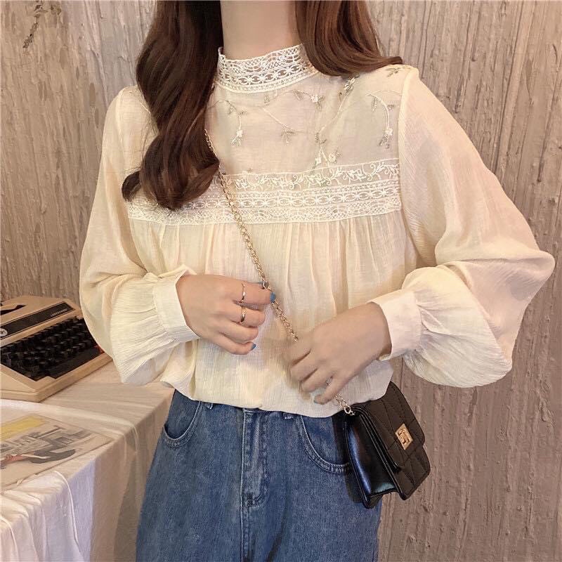 Áo babydoll hoa ngực Ulzzang - Áo thêu hoa vintage