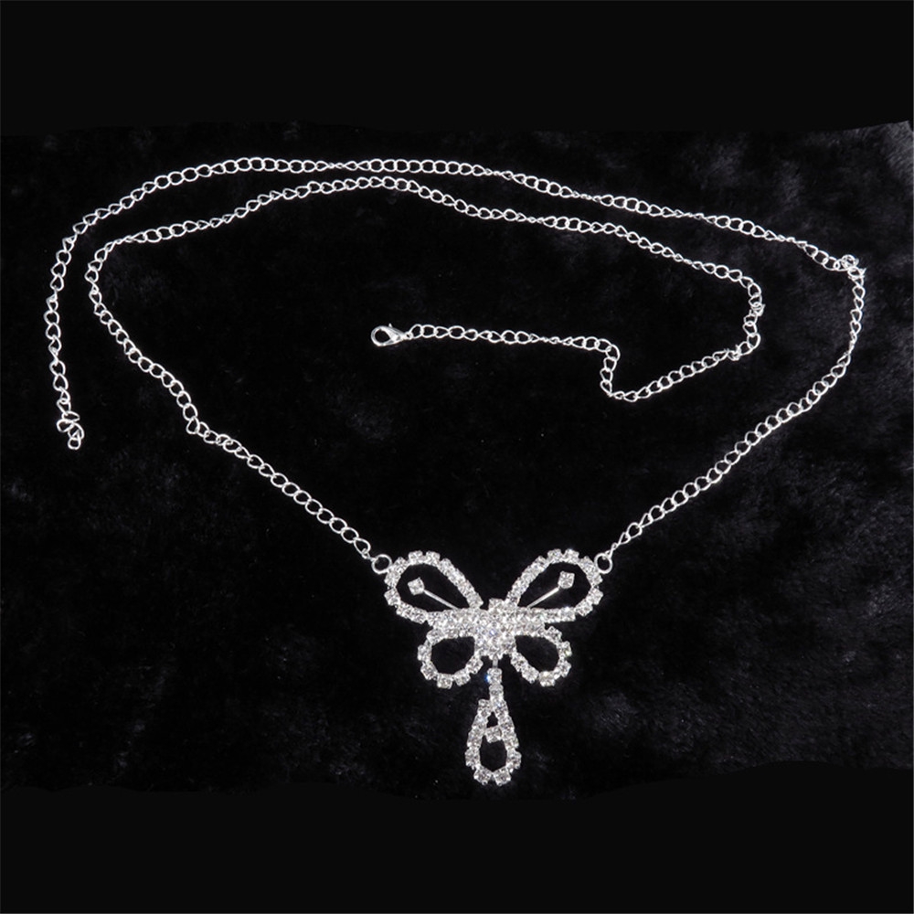 1PC Vintage Flash Drill Heart Waist Chain Cute Bling Bling Rhinestone Butterfly Heart To Heart Belts