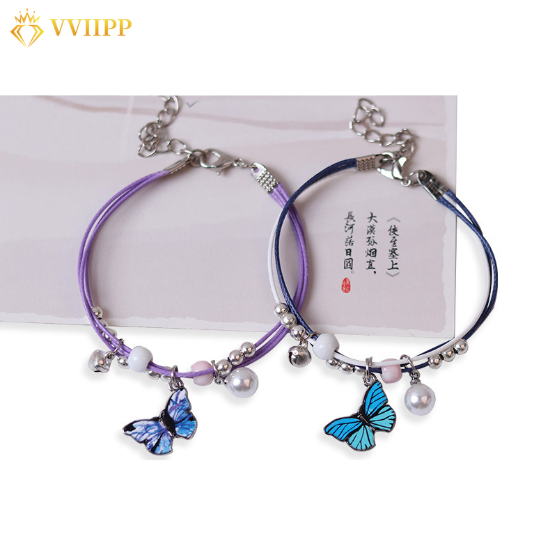 Vòng tay nhiều sợi gắn hình bướm kiểu Hàn Quốc cho cặp đôi