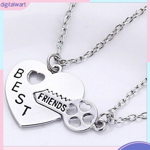 Set 2 Dây Chuyền Tình Bạn Mặt Trái Tim Và Chìa Khóa Khắc Chữ Best Friend Forever