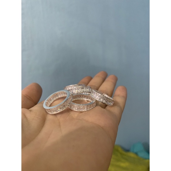 Nhẫn full đá vuông quanh nhẫn bạc ta đẹp NGỌC MẬU